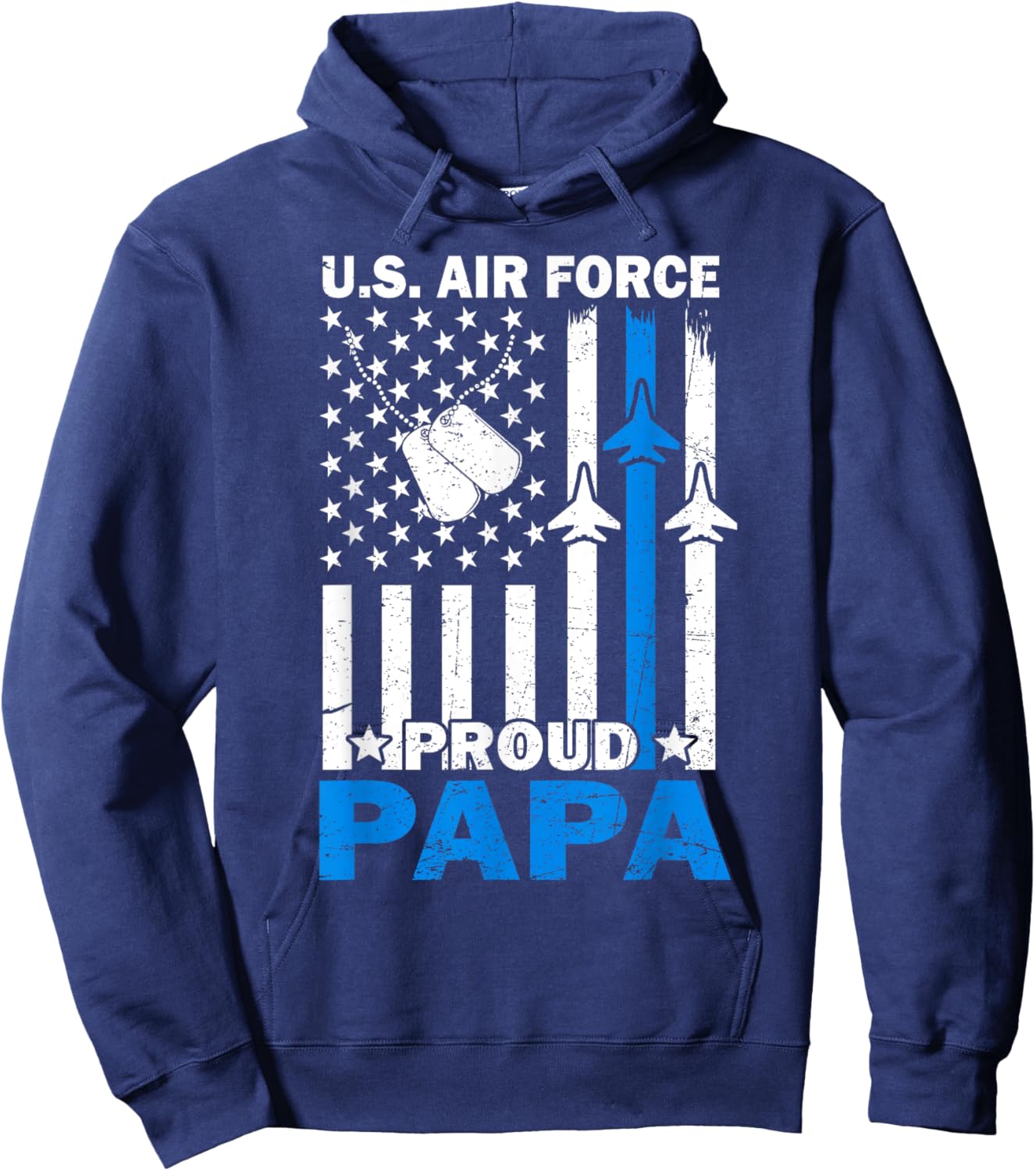 US Air Force USAF Veteran Proud Papa Family Matching Hoodie - Hoodie | Navy