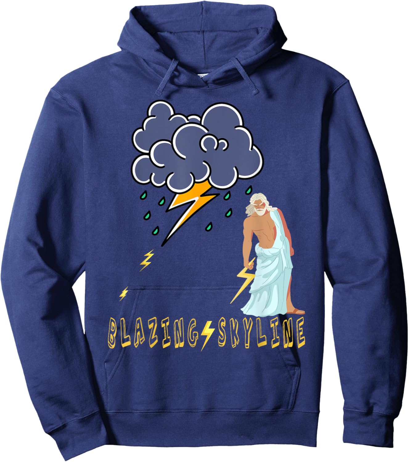 Zeus Greek God Thunder Lightning Bolt Storm Retro Mythology Hoodie - Hoodie | Navy