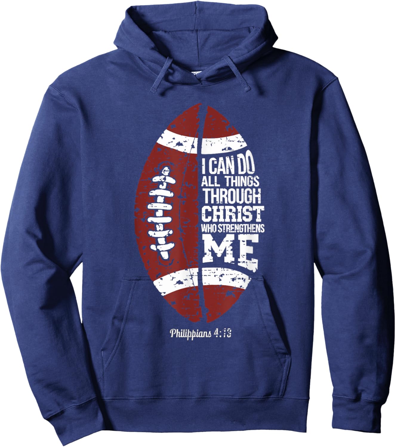 Christian Football I Can Do All Things Religious Faith Hoodie - Hoodie | Navy