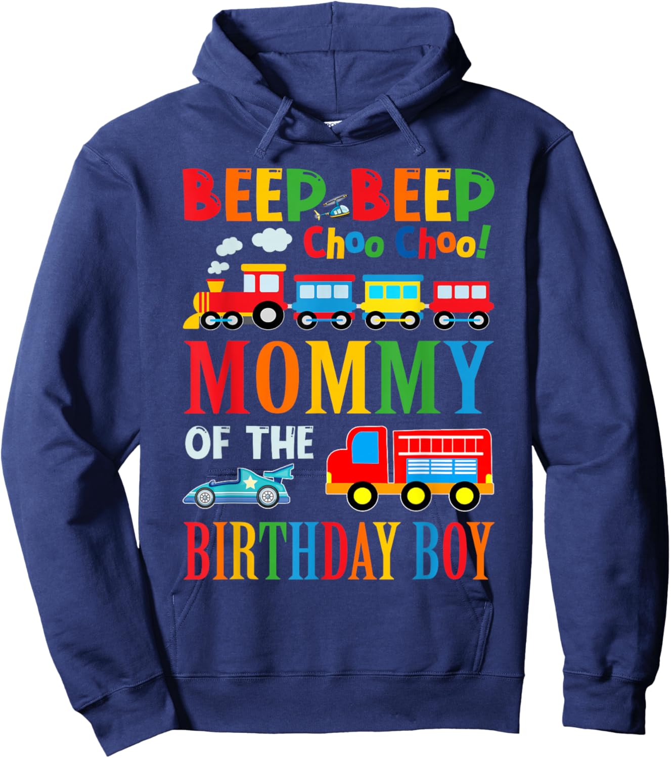 Mommy Of The Birthday Boy Transportation Family Matching Hoodie - Hoodie | Navy