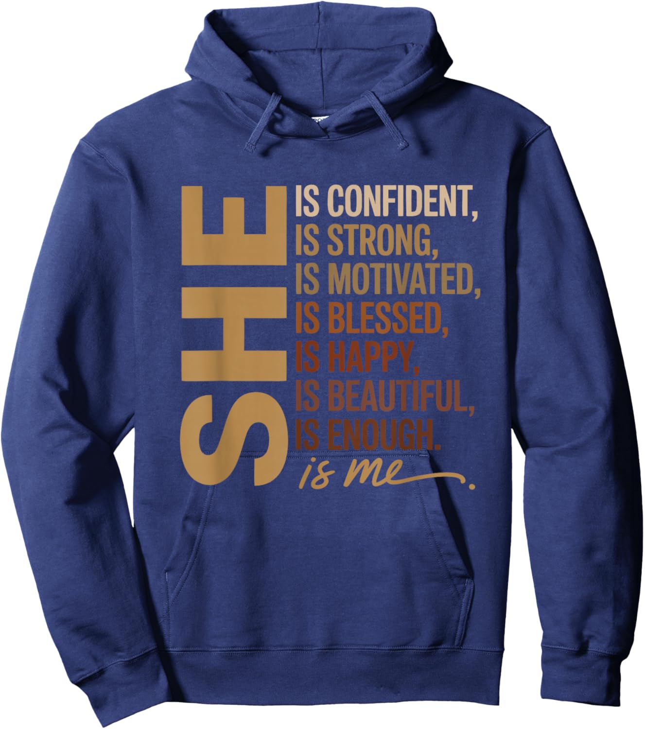 She is Enough Motivational Positive Affirmation Empowering Hoodie - Hoodie | Navy