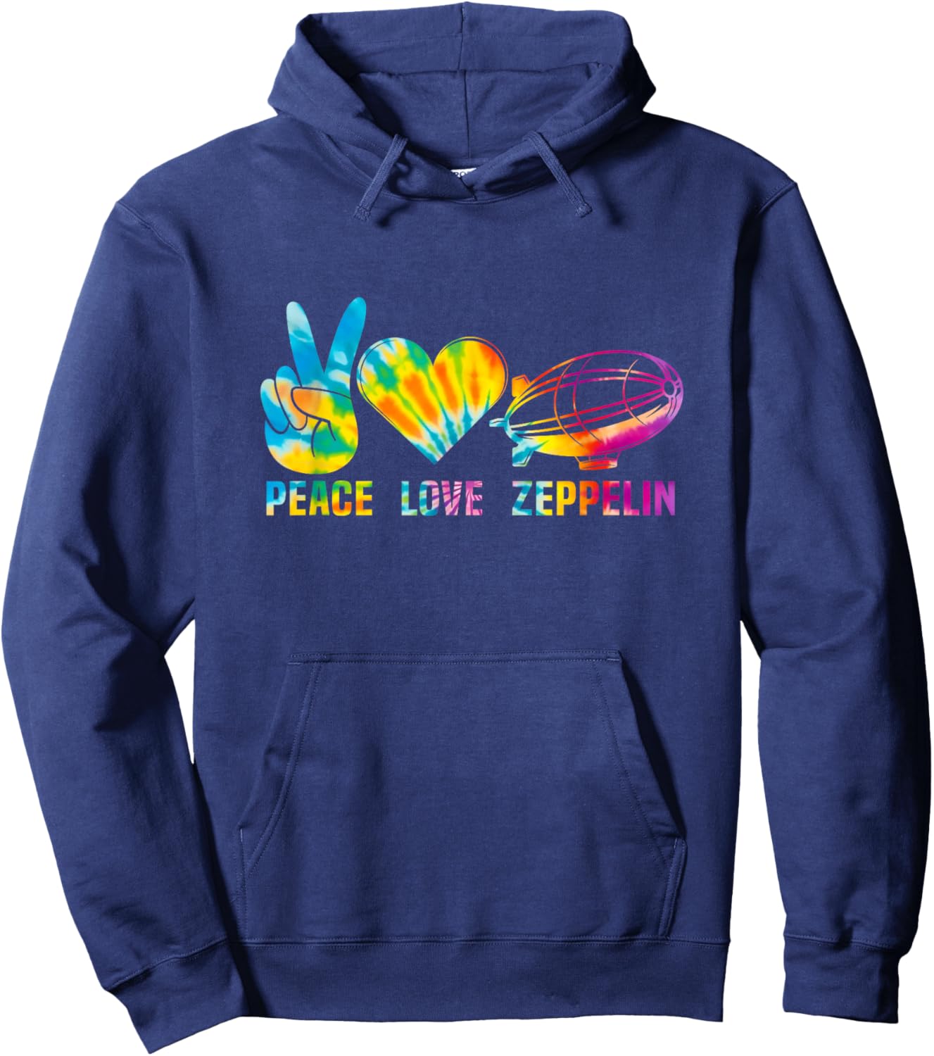 Tie Dye Dirigible Airship Blimp Zepelin Peace Love Zeppelin Hoodie - Hoodie | Navy