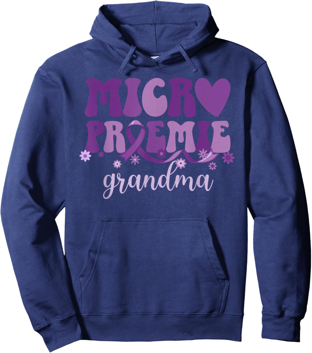 Micro Preemie Baby Grandma NICU Grandma of NICU Warrior Hoodie - Hoodie | Navy