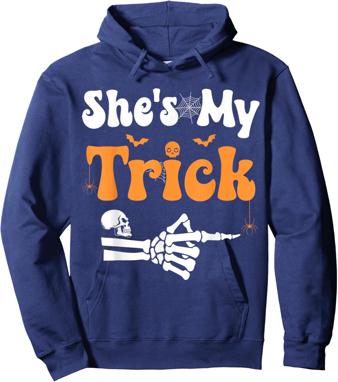 She's My Trick Skeleton Couples Matching Couple Halloween Hoodie - Hoodie | Navy