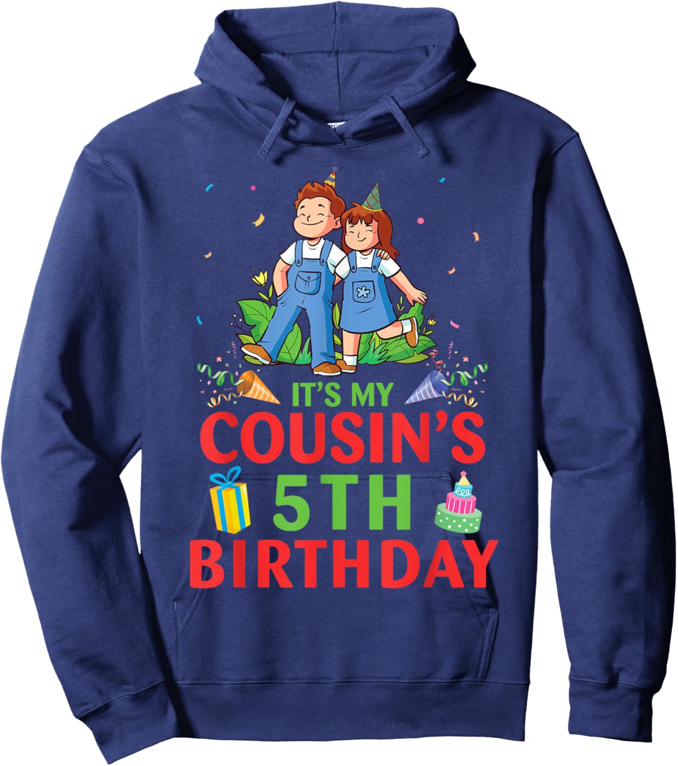 Boy Girl Together It's My Cousin's 5th Birthday 5 Years Old Hoodie - Hoodie | Navy
