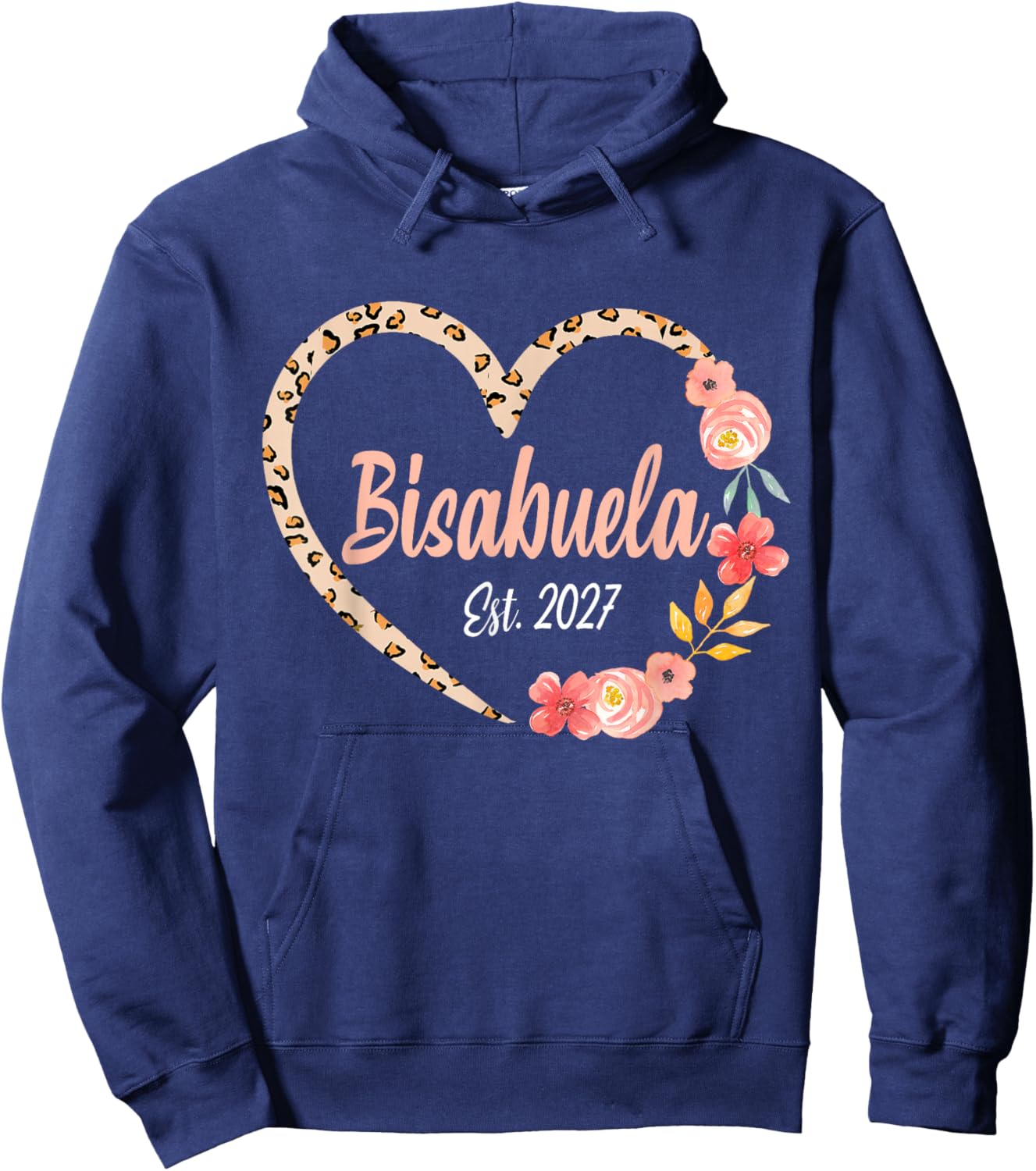 Bisabuela Est.2027 Spanish Great Grandma Announcement Heart Hoodie - Hoodie | Navy
