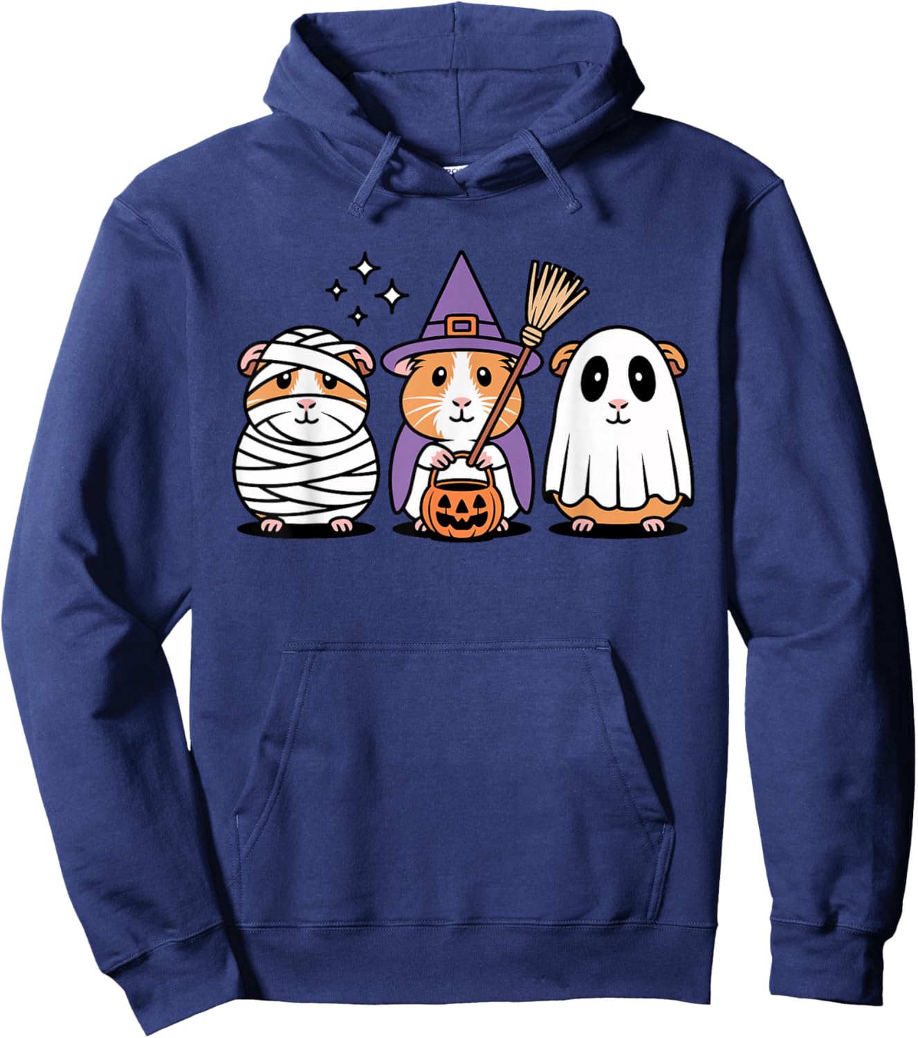 Cute Guinea Pig Halloween Witch Mummy Ghost Hoodie - Hoodie | Navy