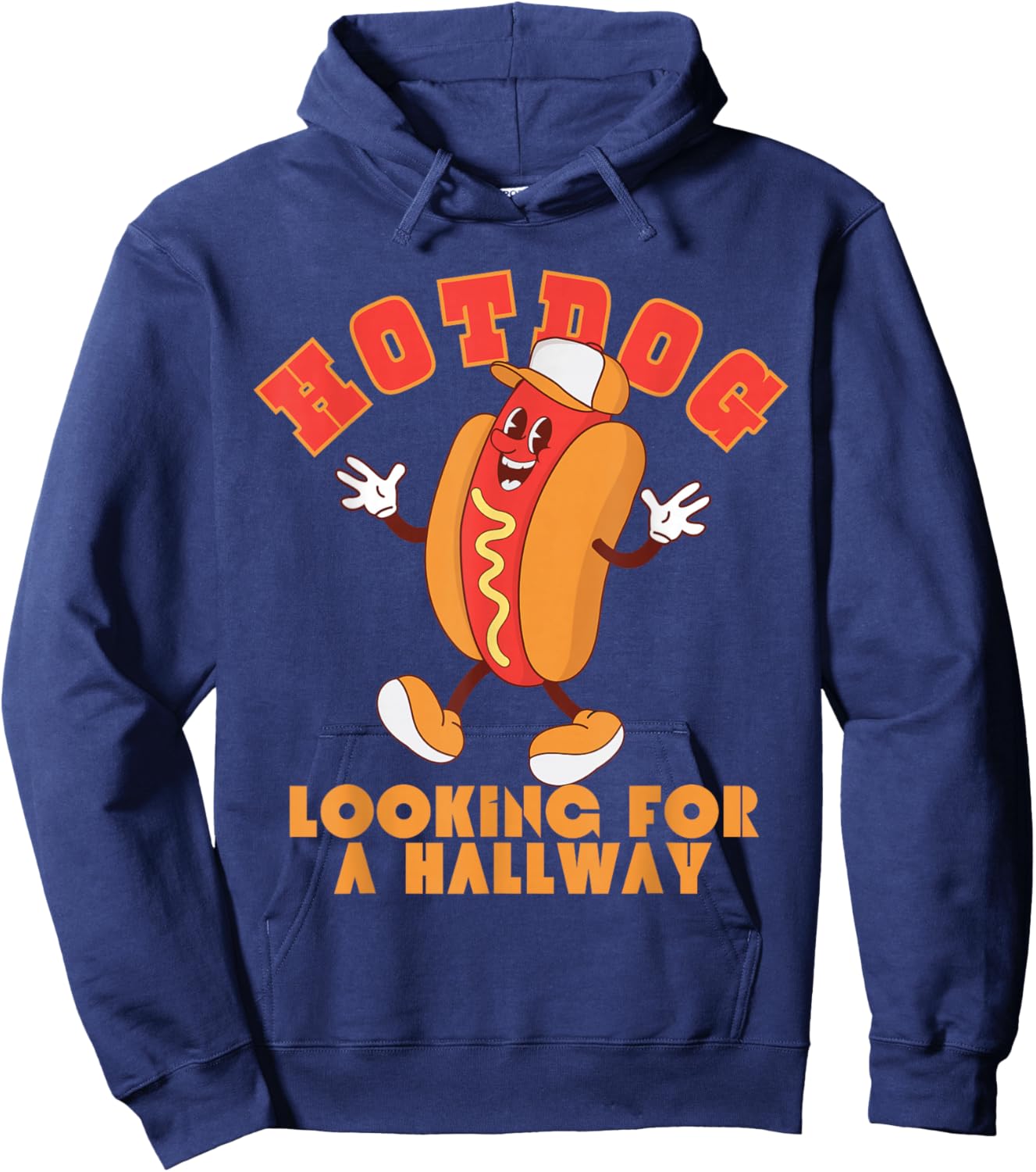 Funny Inappropriate Retro Hotdog Looking for a Hallway Women Hoodie - Hoodie | Navy