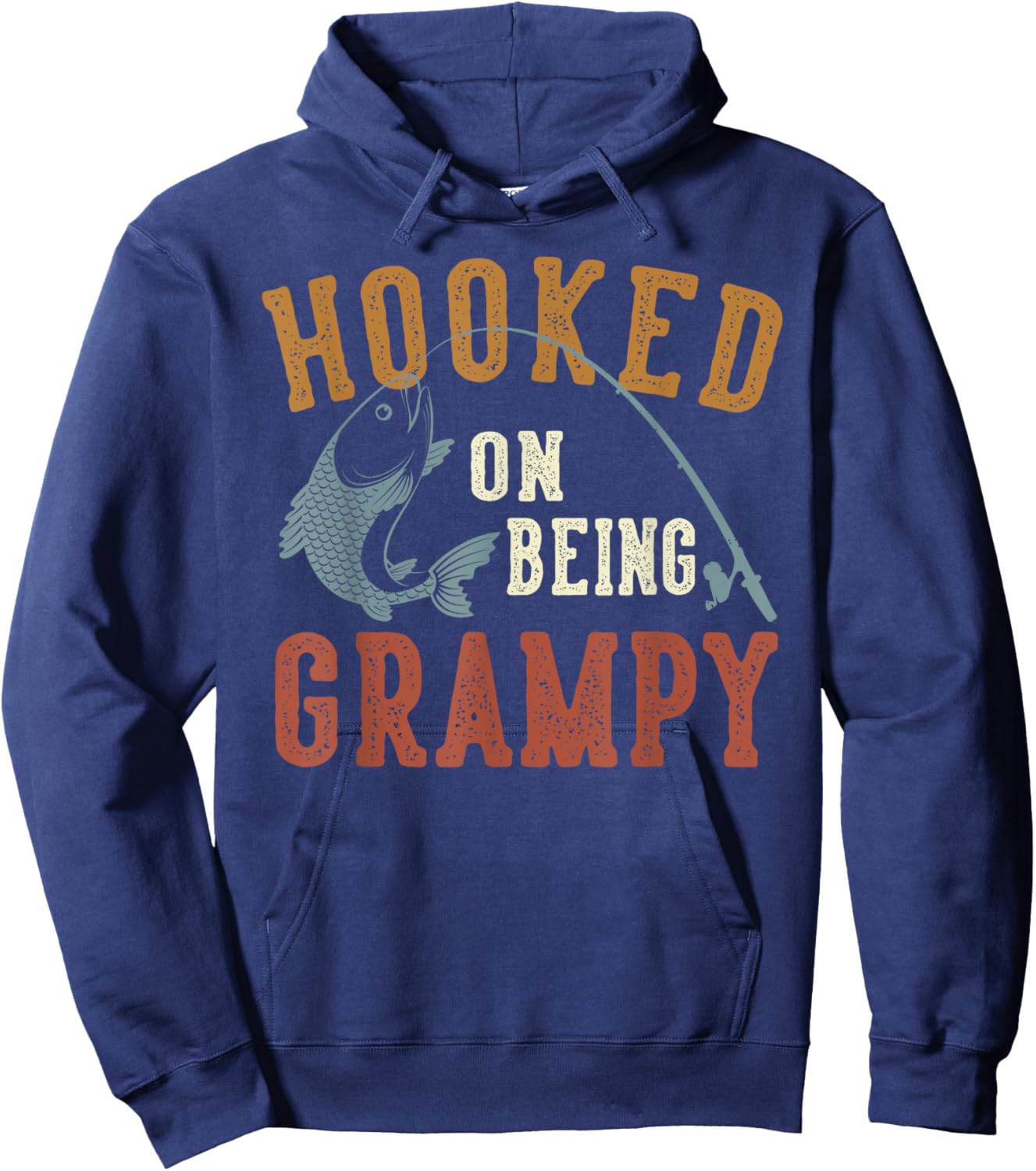 Hooked On Being Grampy Father's Day Fishing Grampy Hoodie - Hoodie | Navy
