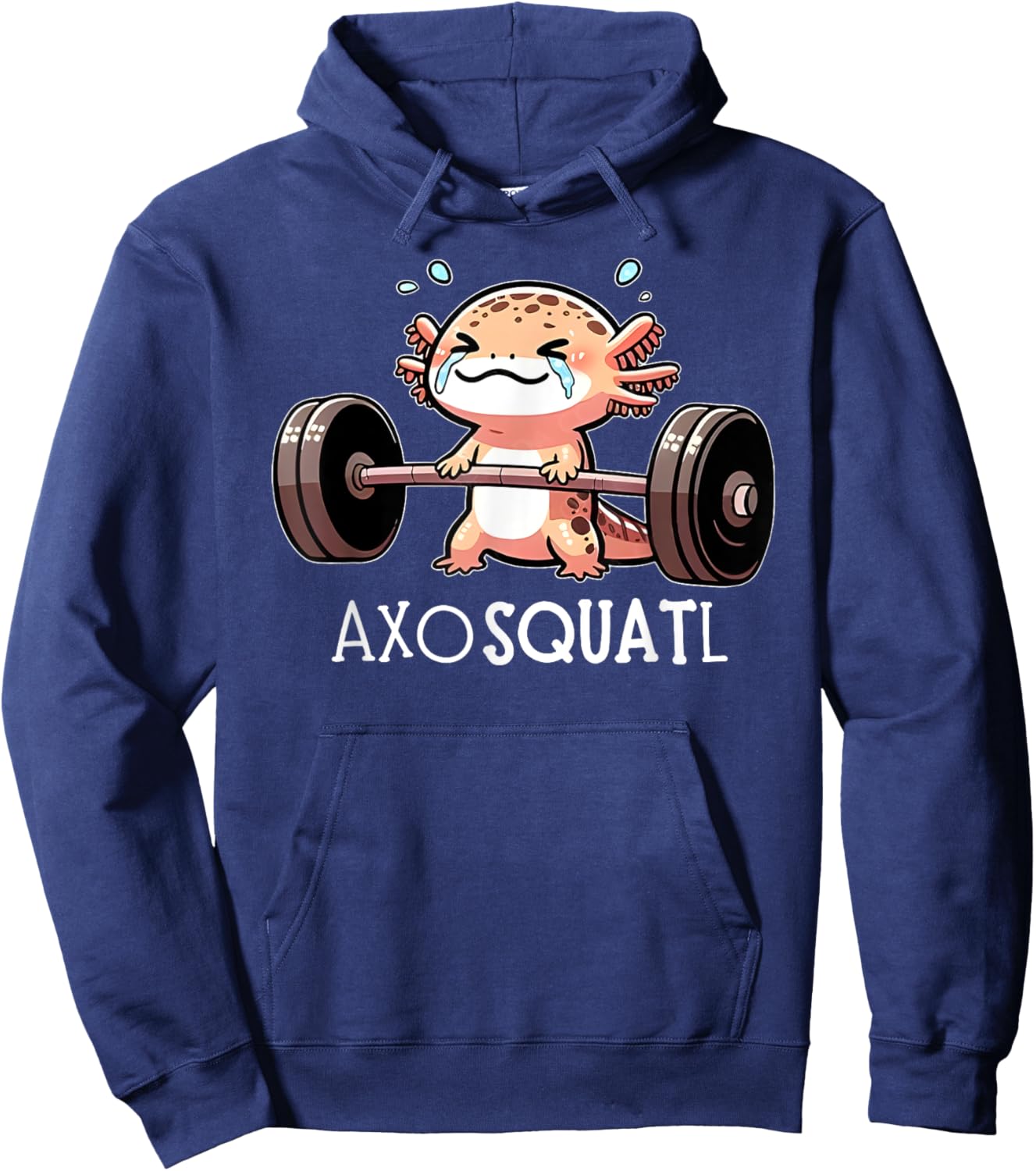 Axolotl Kawaii Weightlifting Fitness Workout Funny Axosquatl Hoodie - Hoodie | Navy