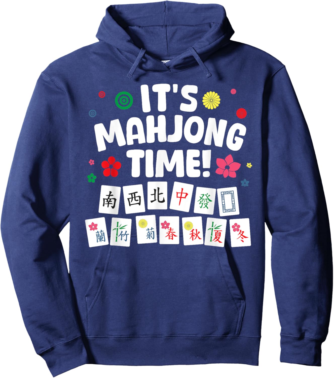 Cute Mahjong Design Women Tile Game Mahjong Player Hoodie - Hoodie | Navy