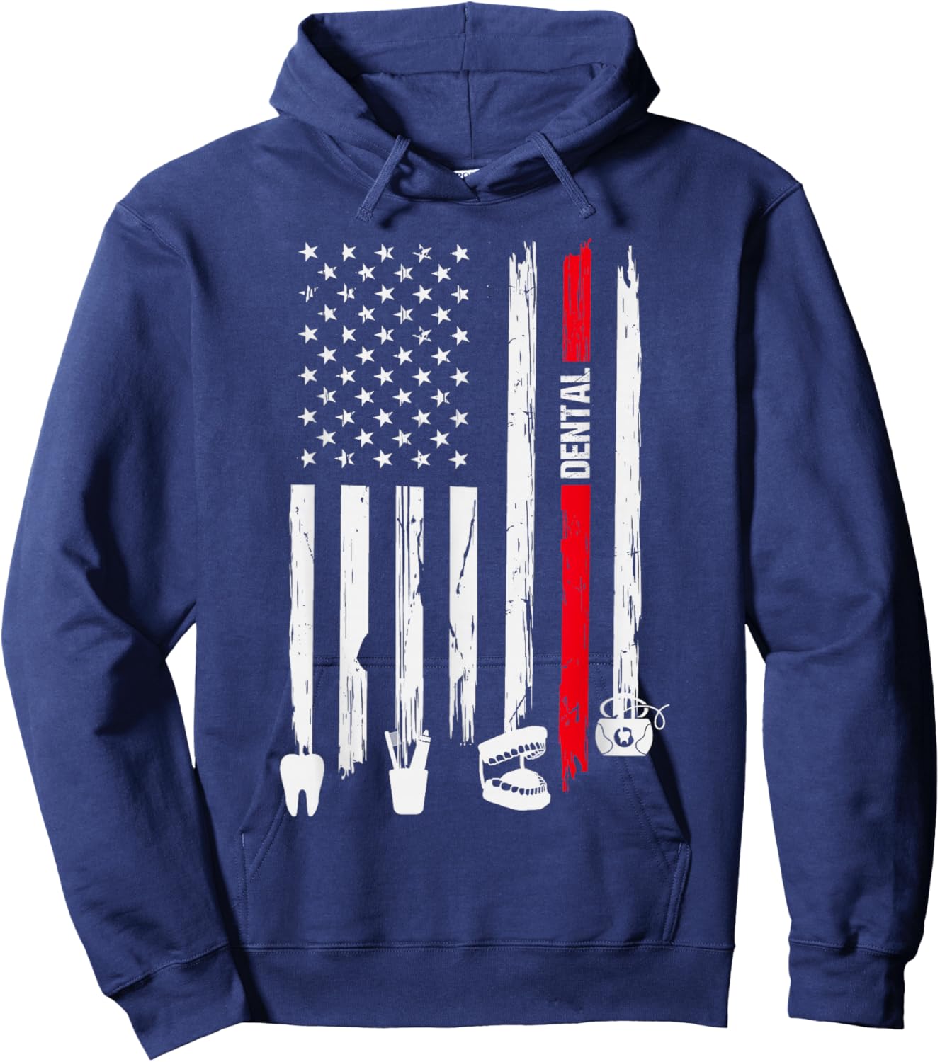4th Of July Dental Dentist American Flag Patriotic Hygienist Men Hoodie - Hoodie | Navy