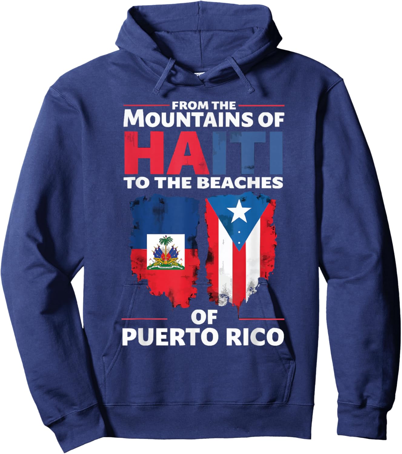 Half Haitian Half Puerto Rican Puerto Rico Flag Haiti Hoodie - Hoodie | Navy