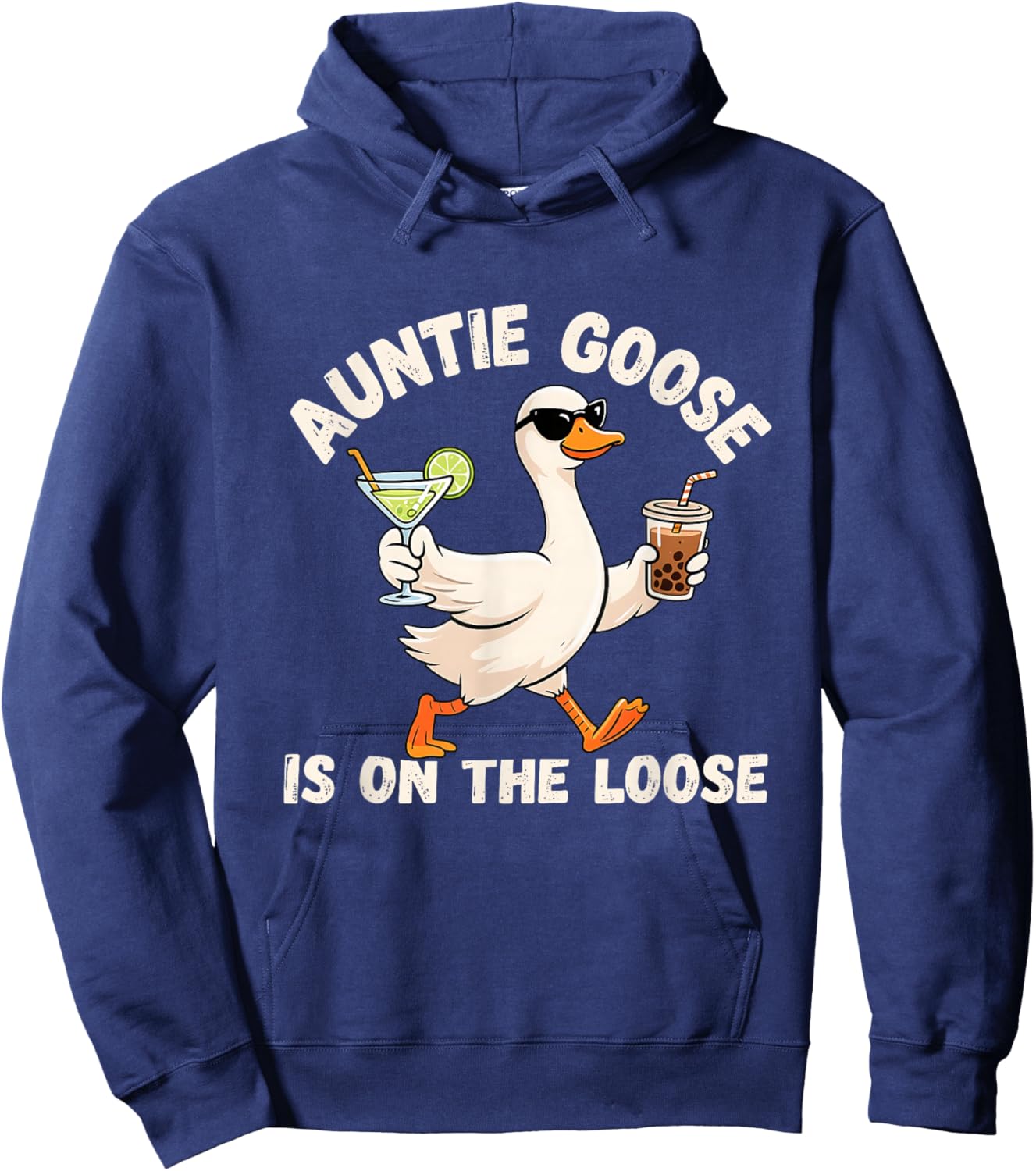 Auntie Goose On The Loose Funny Drinking Gift Hoodie - Hoodie | Navy