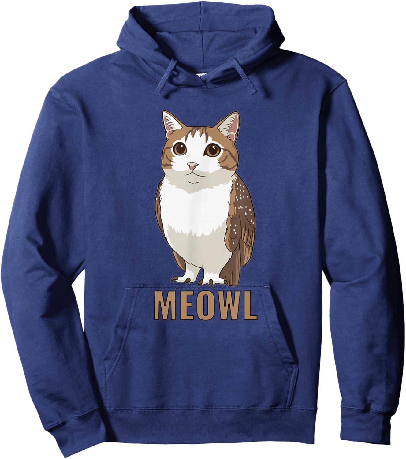 Meowl Cat Owl Meme Design - Internet Brainrot Culture Hoodie - Hoodie | Navy
