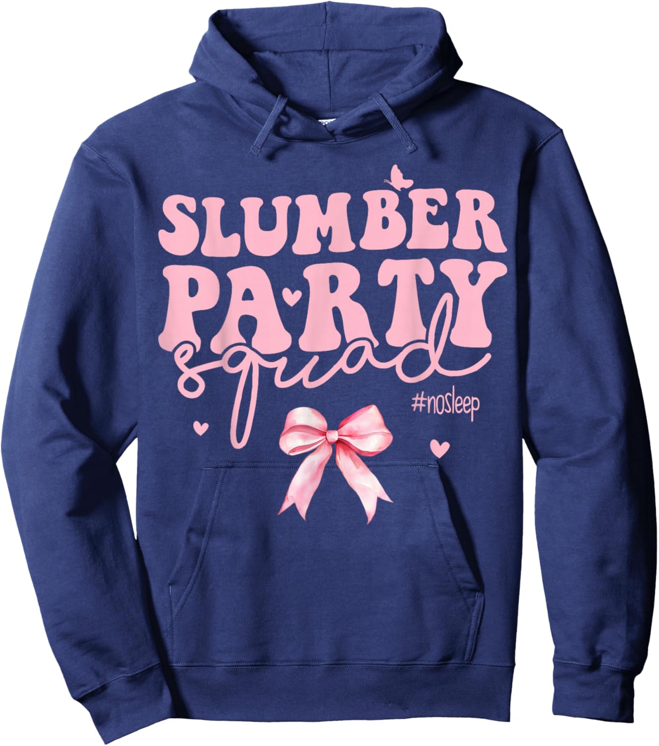 Slumber Party Squad Matching Sleepover Girls Coqutte Bow Hoodie - Hoodie | Navy