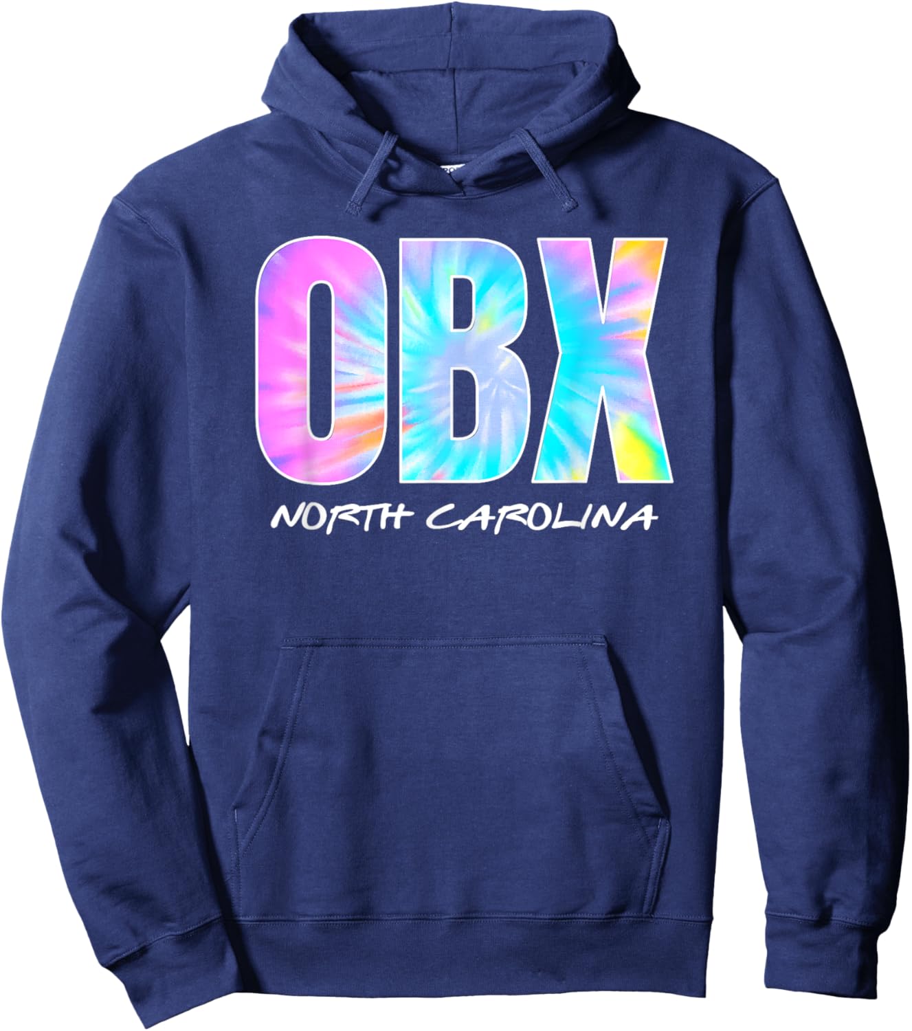 Retro Tie Dye OBX North Carolina Outer Banks Boys Girls Hoodie - Hoodie | Navy