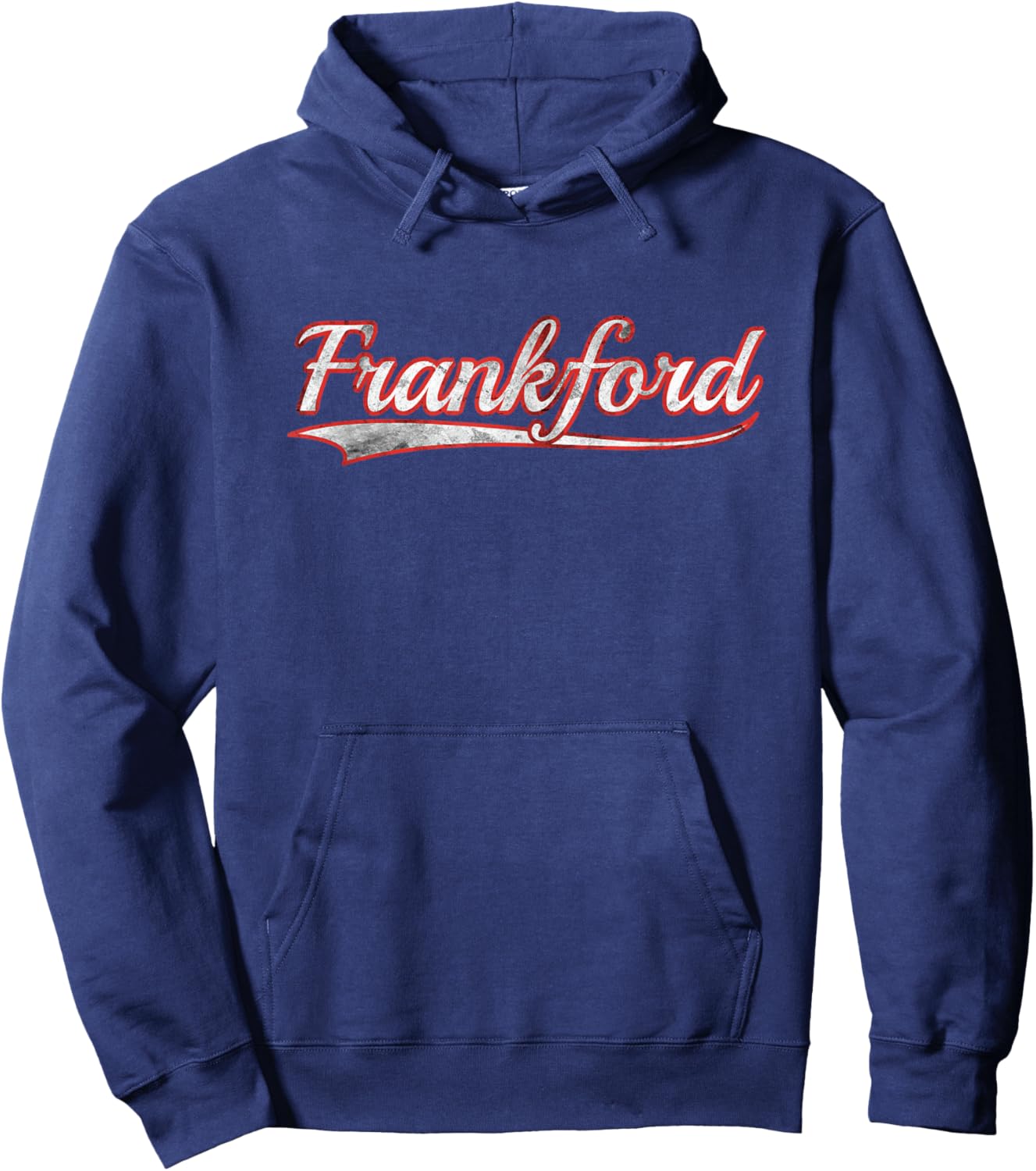 Frankford Vintage Varsity Distressed Throwback Style Hoodie - Hoodie | Navy