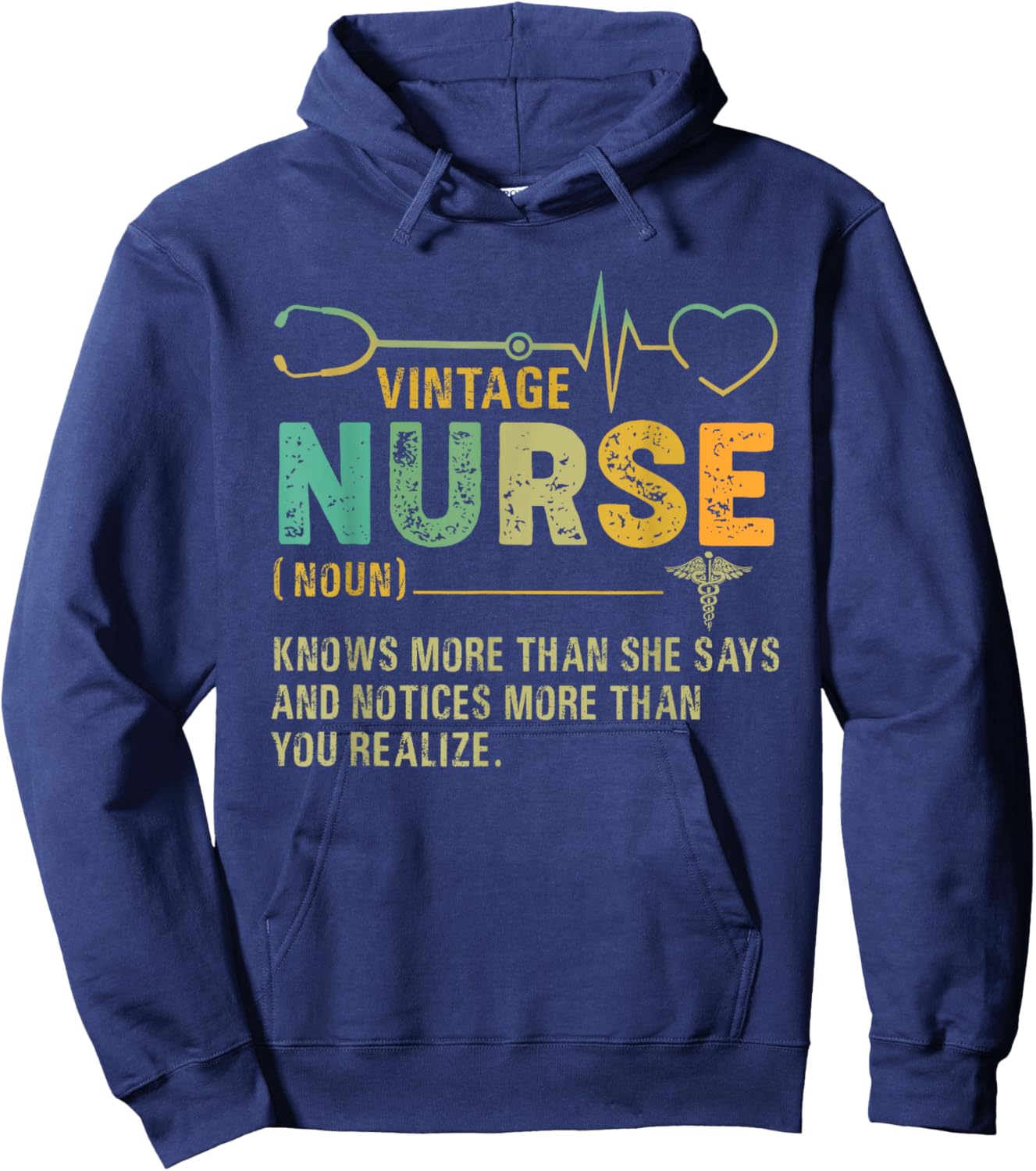 Vintage Nurse Definition Funny Nurse Knows More Than She Say Hoodie - Hoodie | Navy