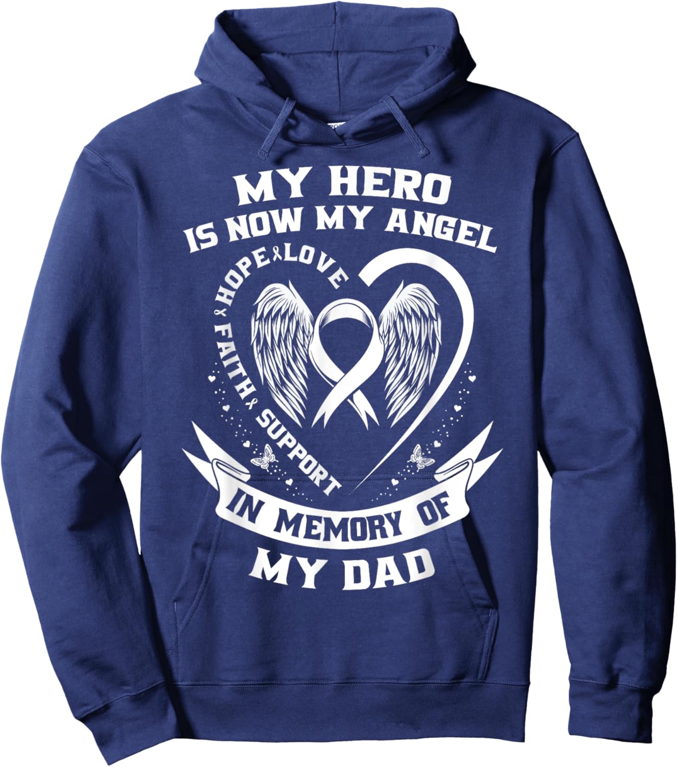 Lung Cancer Awareness Shirts Dad My Hero Is Now My Angel Hoodie - Hoodie | Navy