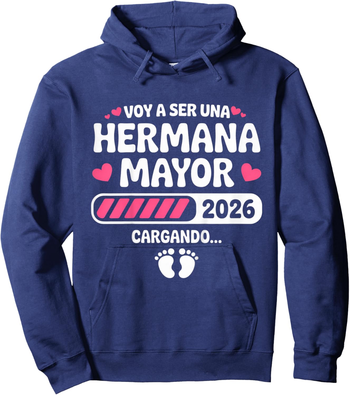 Kids Hermana Mayor 2026 Big Sister 2026 Spanish Groovy Hoodie - Hoodie | Navy