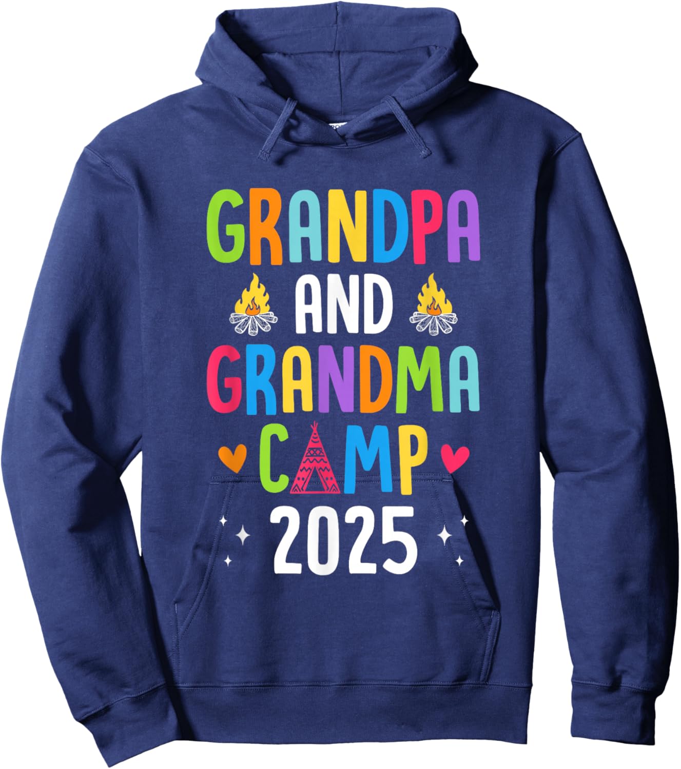 Grandparents Camp 2025 Cousins Summer Camping Vacation Hoodie - Hoodie | Navy