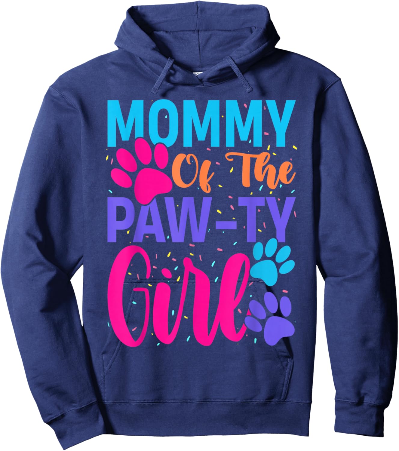 Mommy of The Birthday Girl Dog Paw Family Matching Party Hoodie - Hoodie | Navy