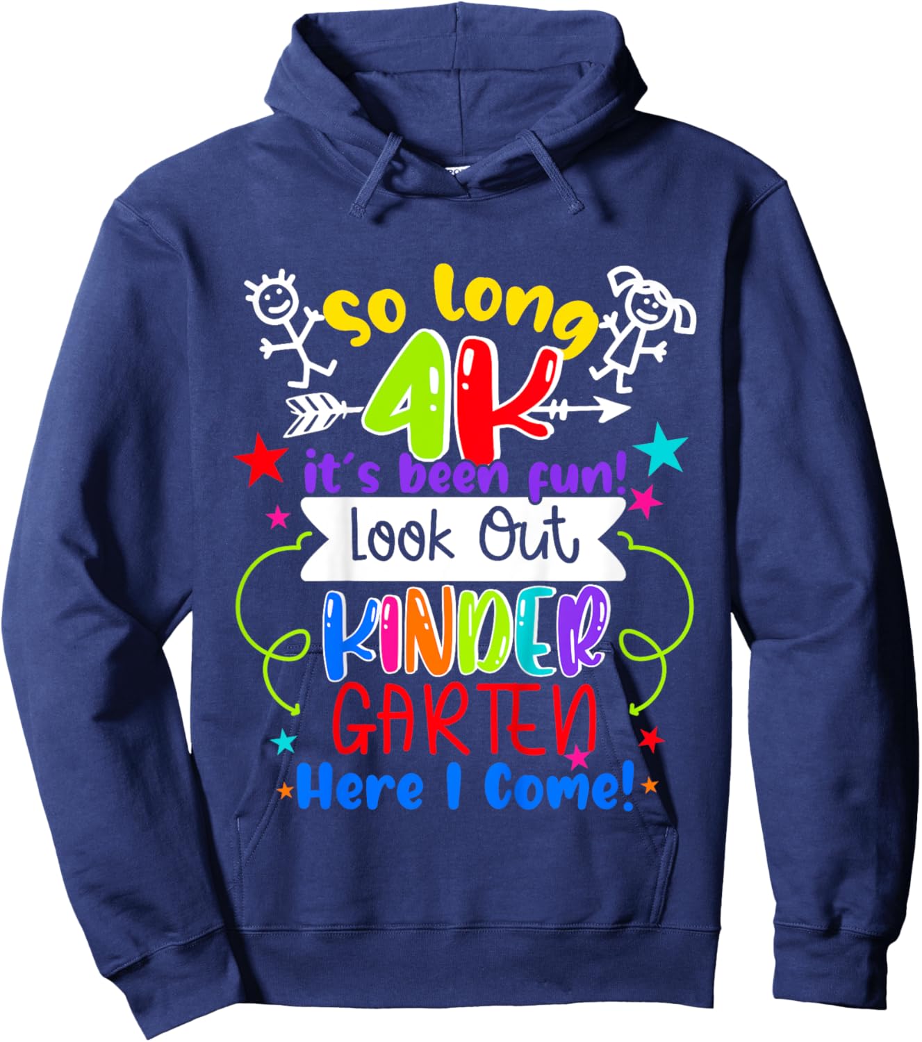So Long 4K Graduation Kindergarten Here I Come 2025 Hoodie - Hoodie | Navy