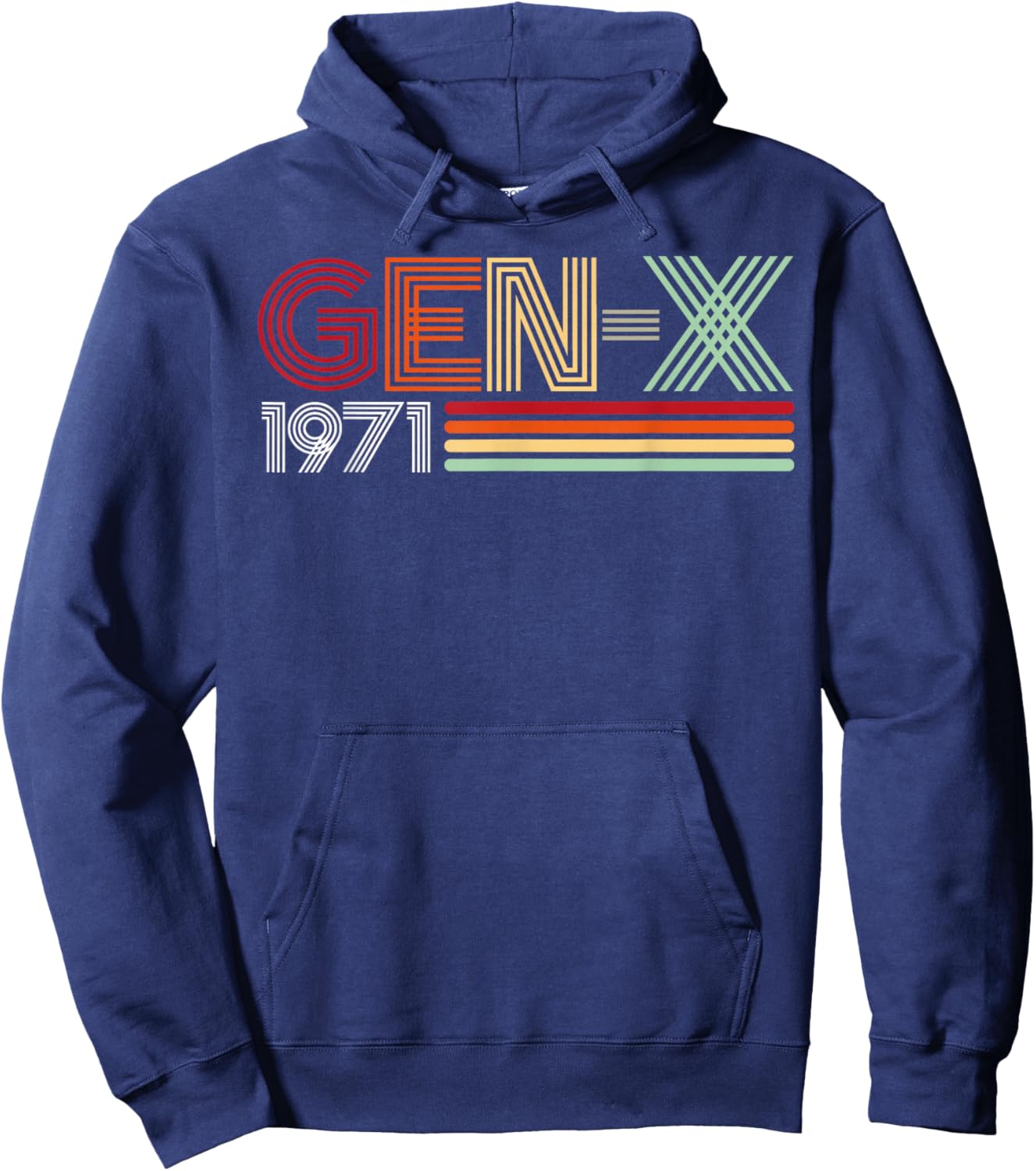 Gen X 1971 Retro Generation Xer Vintage Text Style Hoodie - Hoodie | Navy