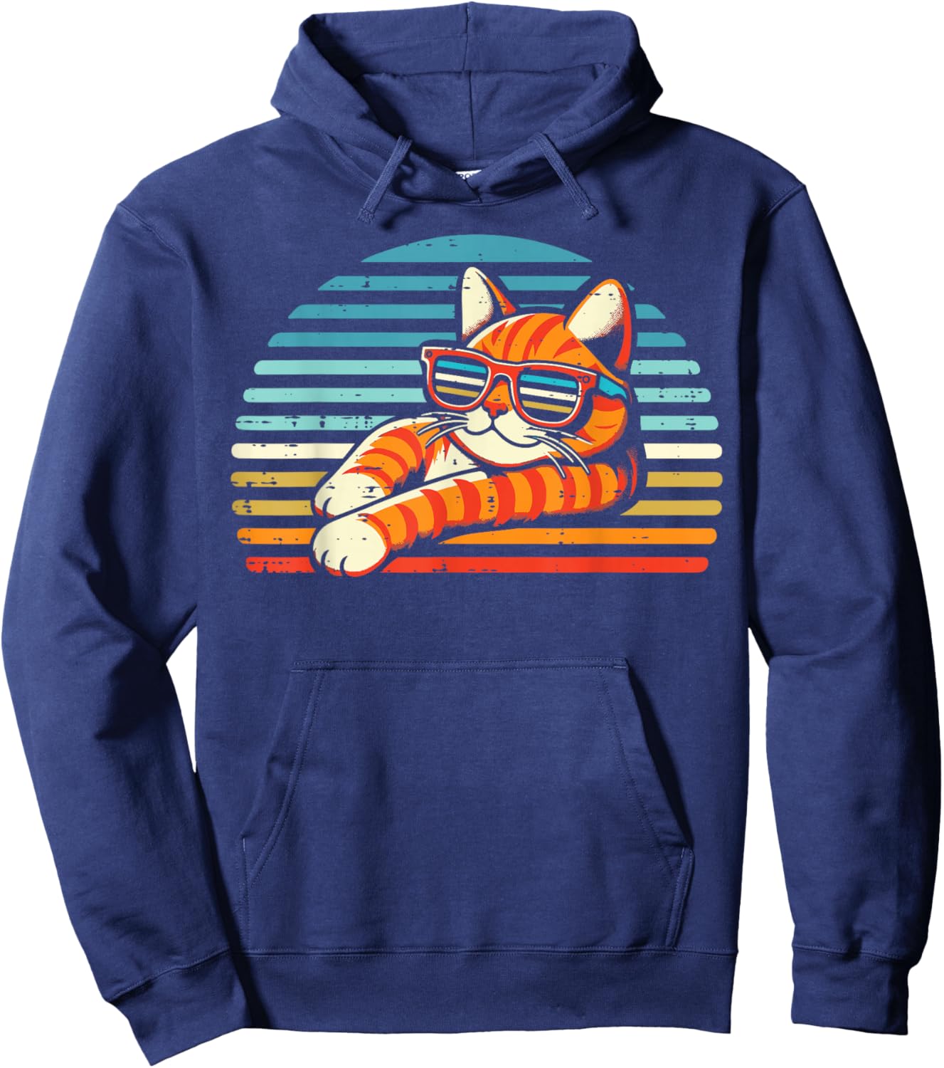 Retro Orange Cat Sunglasses Women Kids Hoodie - Hoodie | Navy