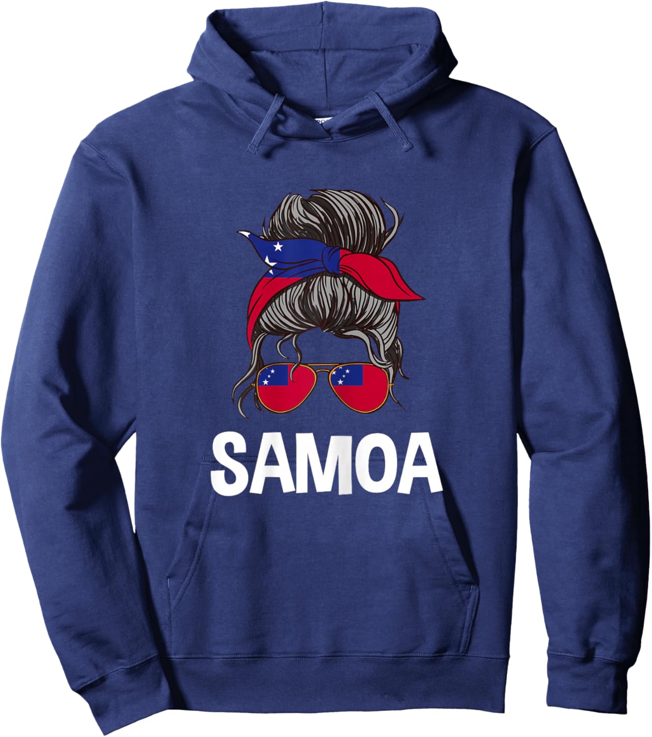 Samoa Messy Bun Girl Samoan Pride Flag Design Hoodie - Hoodie | Navy