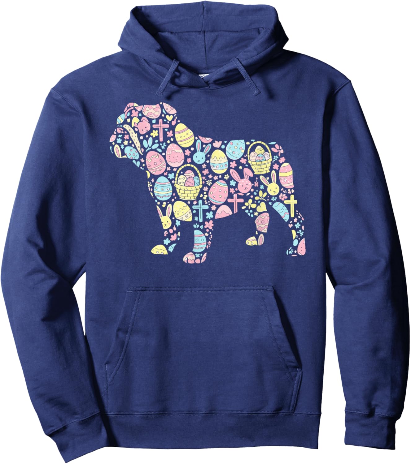 English Bulldog Bunny Easter Egg Easter Day Kids Hoodie - Hoodie | Navy