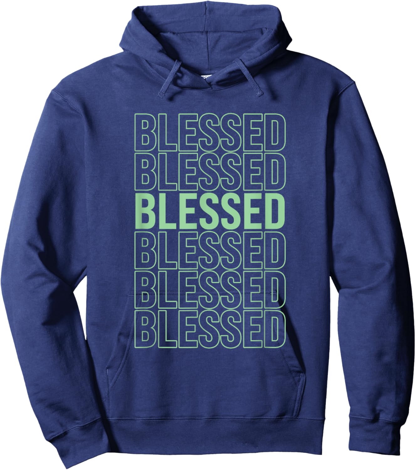 Green BLESSED Pale Light Green Color Graphic Hoodie - Hoodie | Navy