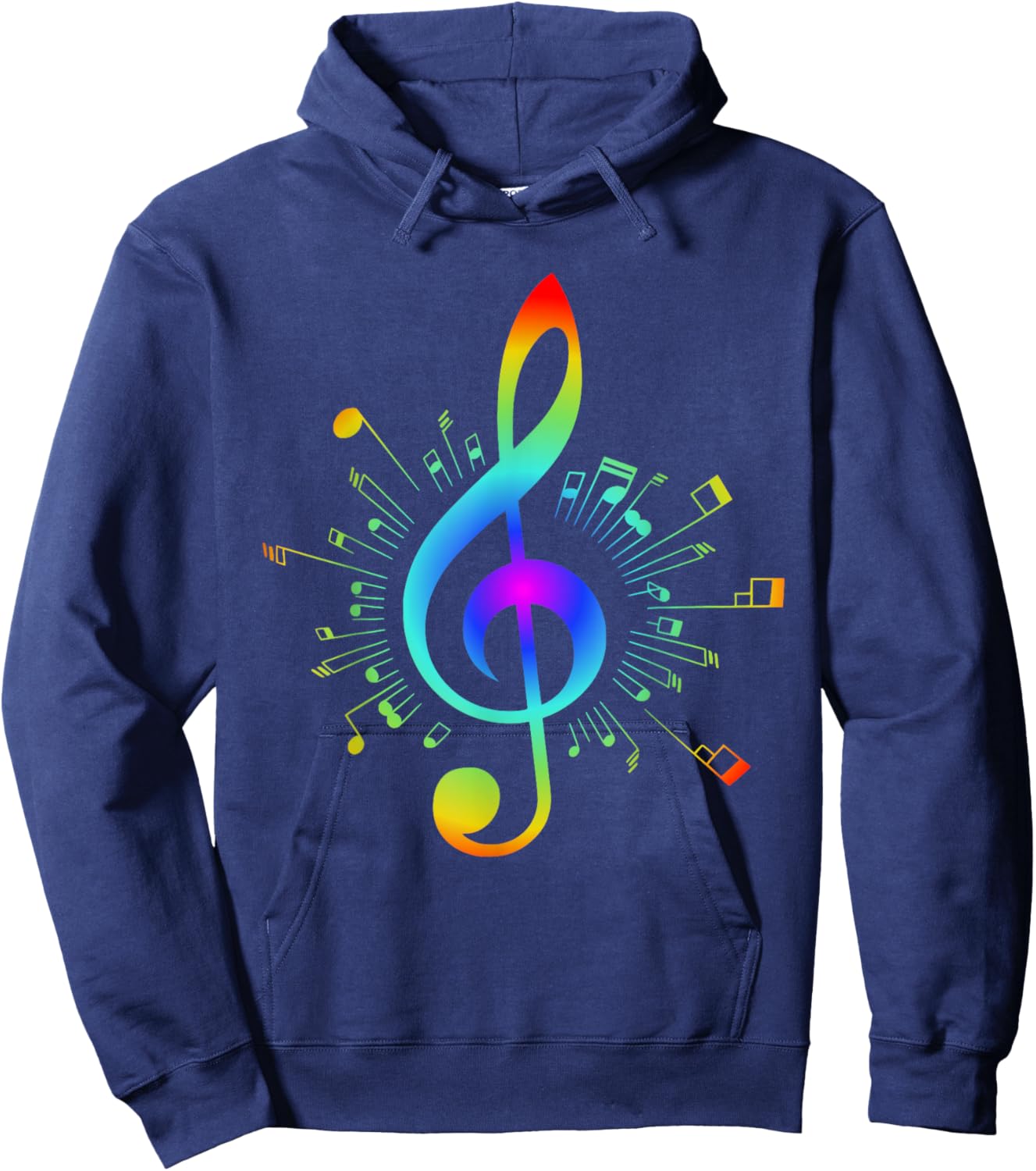 Colorful Treble Clef and Musical Notes Design for Music Love Hoodie - Hoodie | Navy