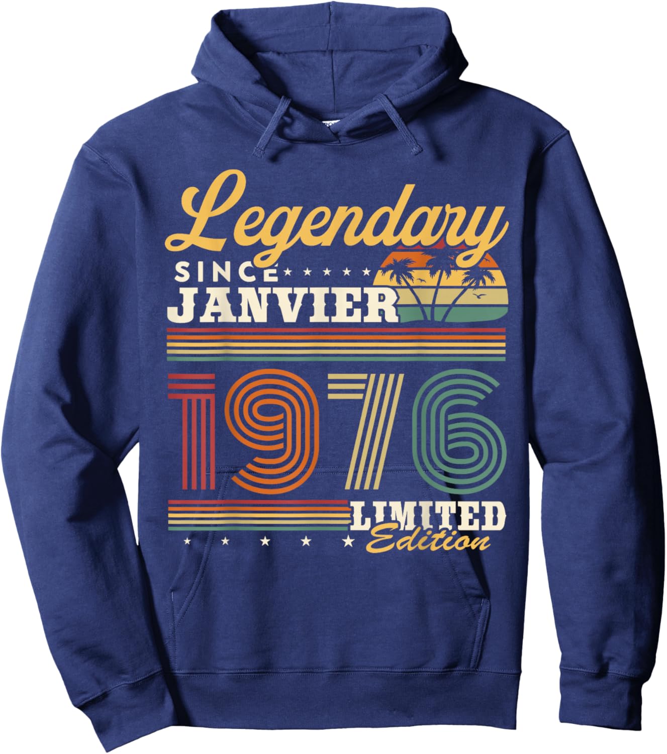 Vintage Birthday Gift 50 Years Born in January 1976 Hoodie - Hoodie | Navy