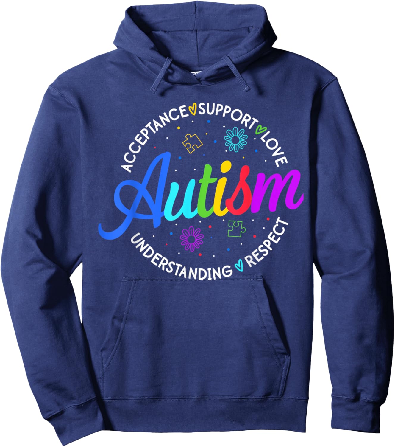 Autism Awareness Acceptance Support Love Understanding Hoodie - Hoodie | Navy