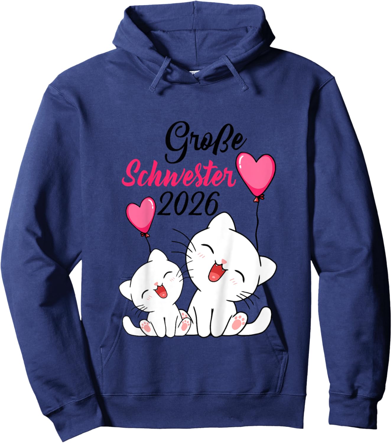 Große Schwester 2026 Baby Ankündigung Katzen Geschwister Hoodie - Hoodie | Navy