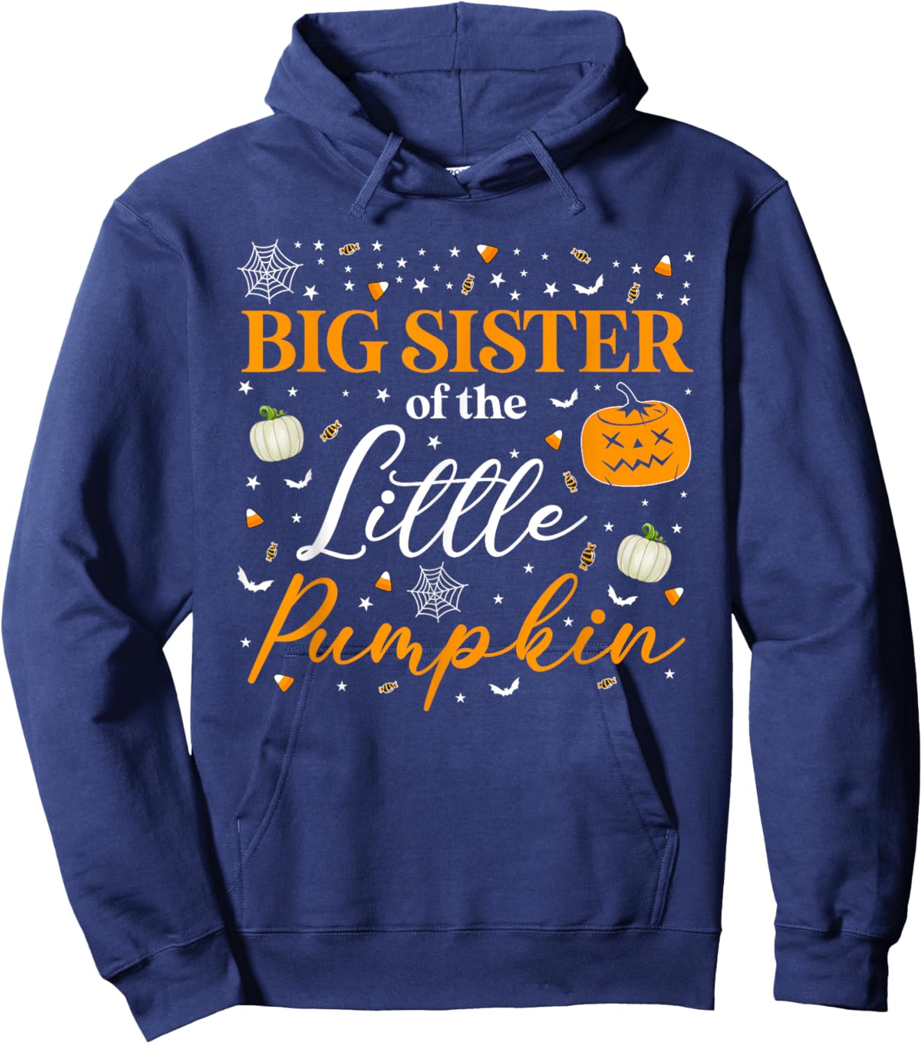Big Sister Of The Little Pumpkin Family Matching Halloween Hoodie - Hoodie | Navy