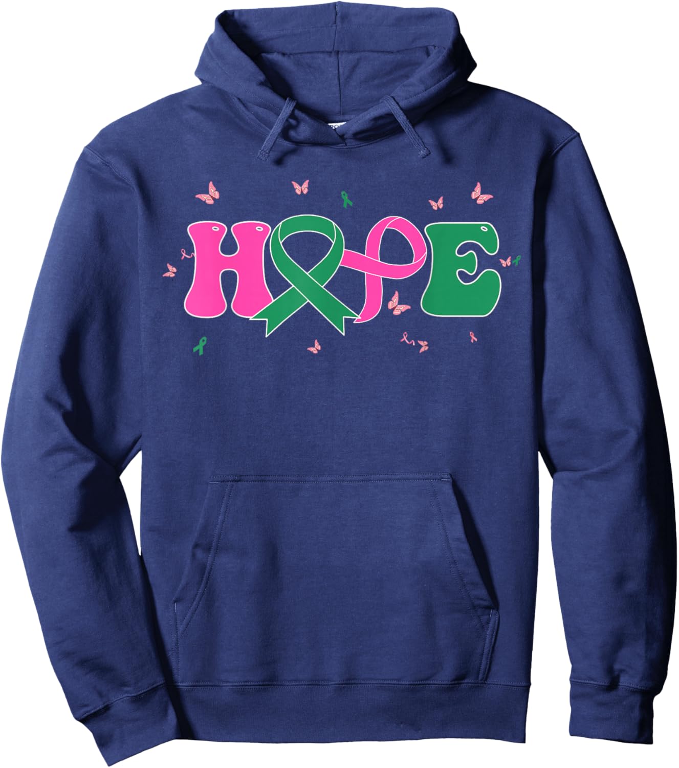 Hope Liver and Breast Cancer Awareness October Cancer Month Hoodie - Hoodie | Navy