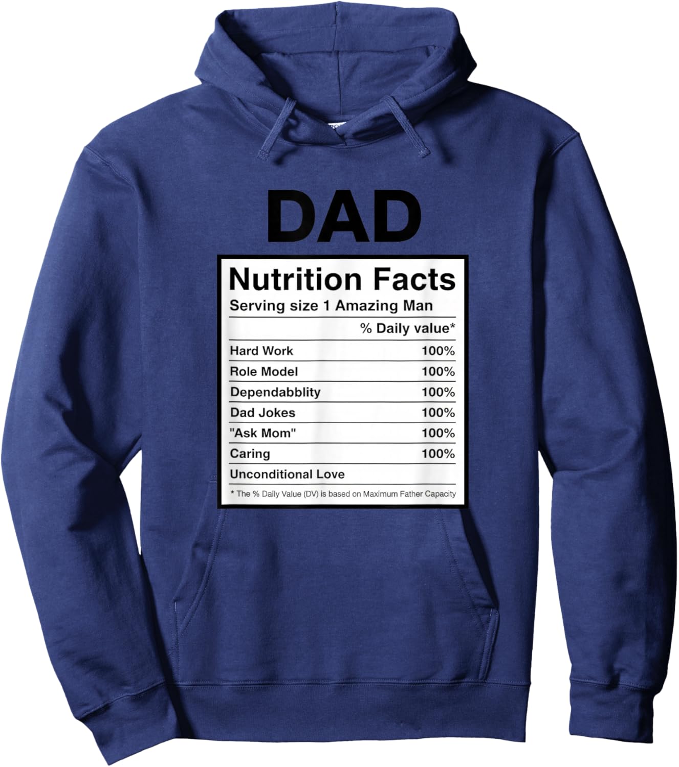 Dad Nutrition Facts Funny Dad Saying Father's Day PresentDad Hoodie - Hoodie | Navy