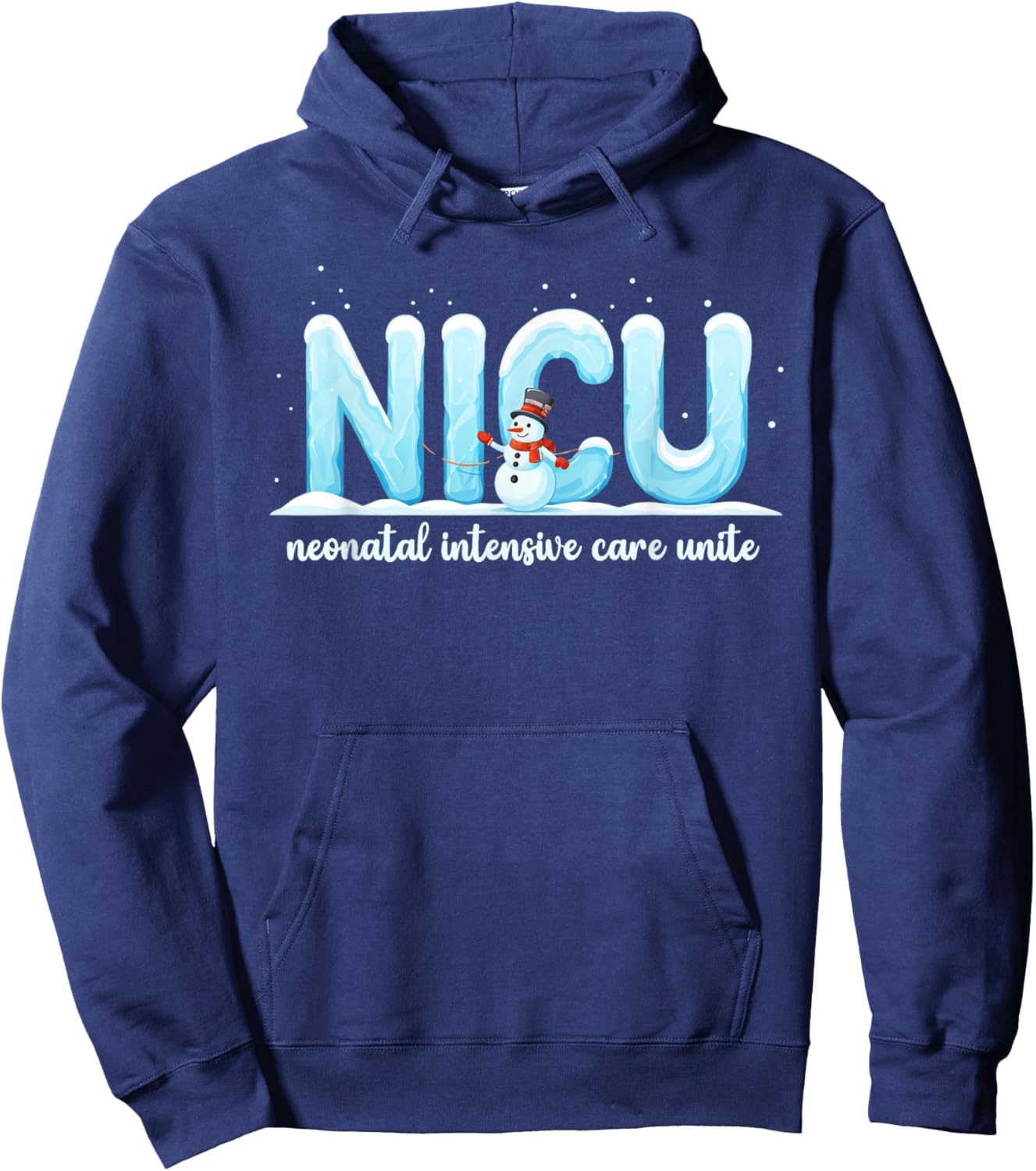 NICU Nurse Christmas Apparel Winter NICU Nurse Christmas Crew , -Adults, Black, Small, Short Sleeve, , Holiday, Casual Hoodie - Hoodie | Navy