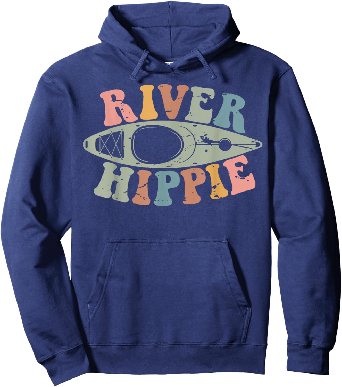 River Hippie Summer Kayaking Canoe Kayak River Rafting Hoodie - Hoodie | Navy