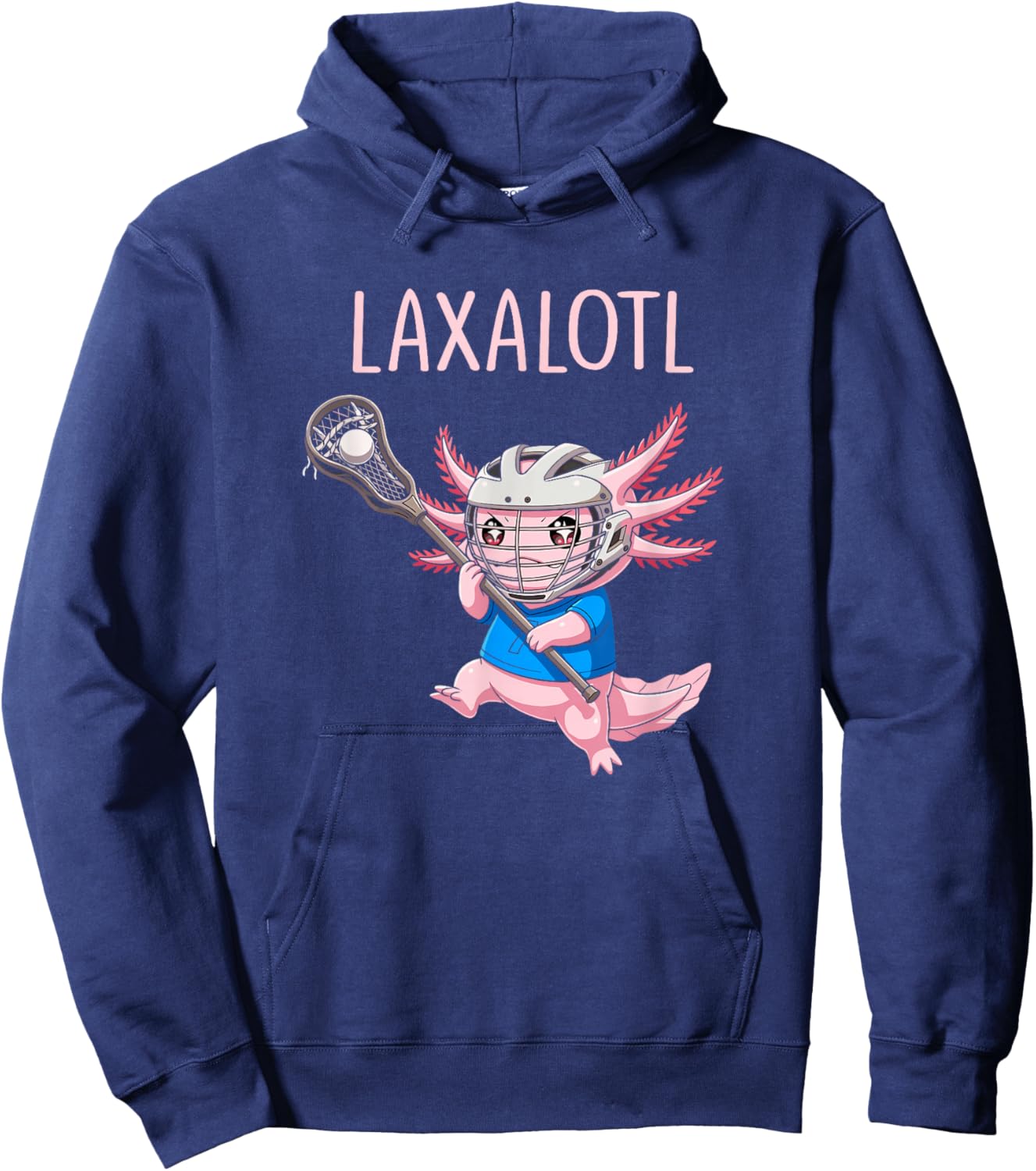 Funny Lacrosse Lax Laxalotl Axolotl Lacrosse Player Kids Hoodie - Hoodie | Navy