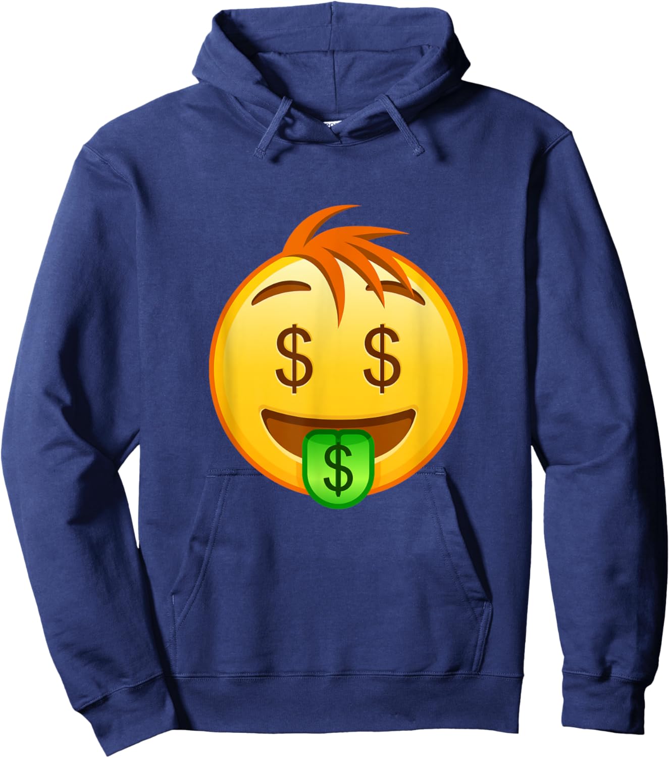 Money Emoticon Mouth Face with Dollar Sign Eyes Rich Hoodie - Hoodie | Navy