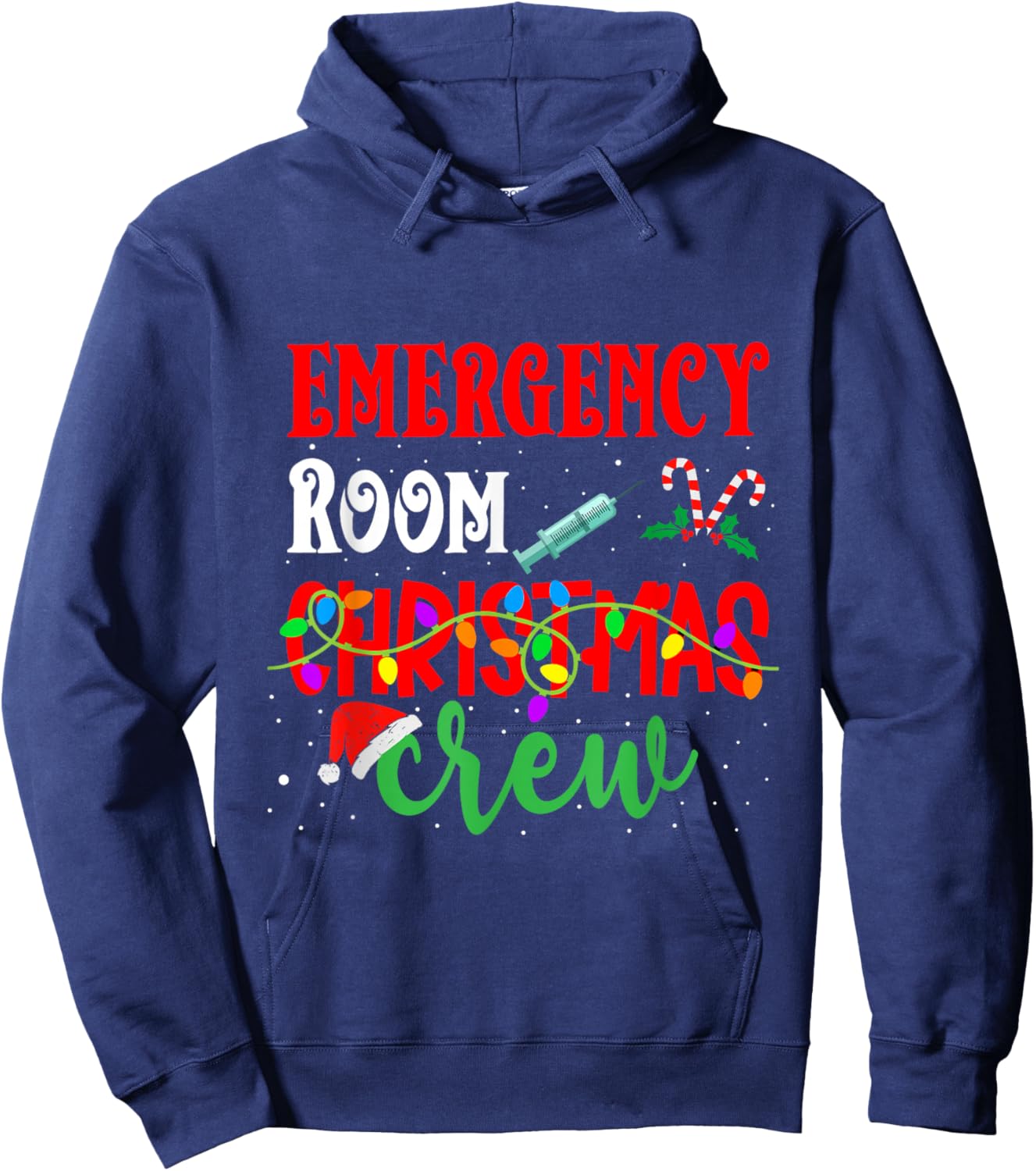 Emergency Room Christmas Crew ER Nurse Xmas Holiday Nursing Hoodie - Hoodie | Navy