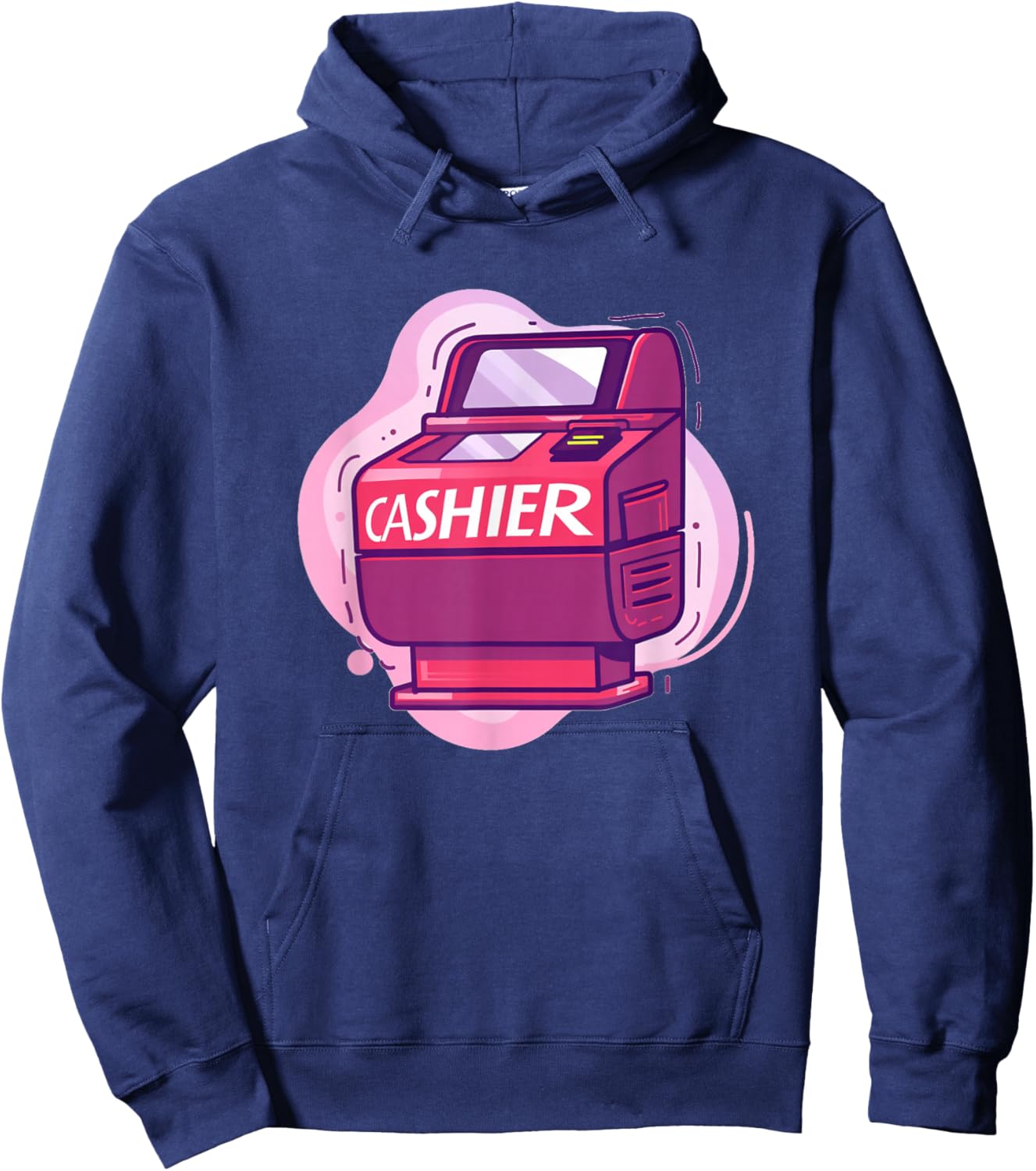 Funny Cashier Outfit -Adults Kids Black Classic Fit Short Sleeve Hoodie - Hoodie | Navy