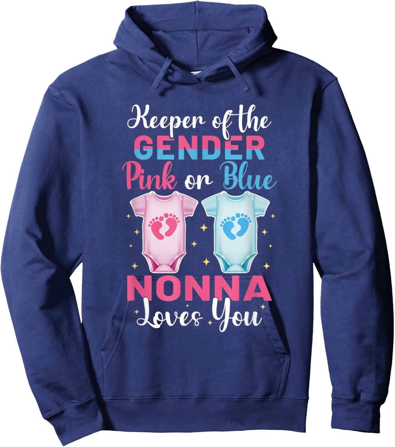 Keeper of The Gender Nonna Loves You - Gender Reveal Hoodie - Hoodie | Navy