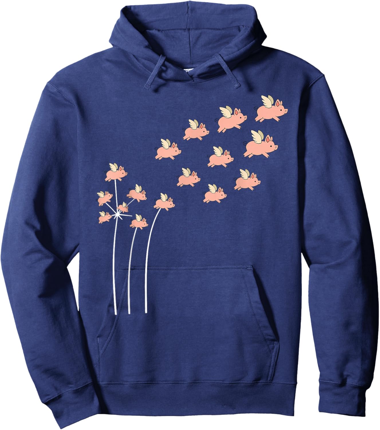 Flower Dandelion Pigs Flying with Wings Fly Cute Pig Lovers Hoodie - Hoodie | Navy