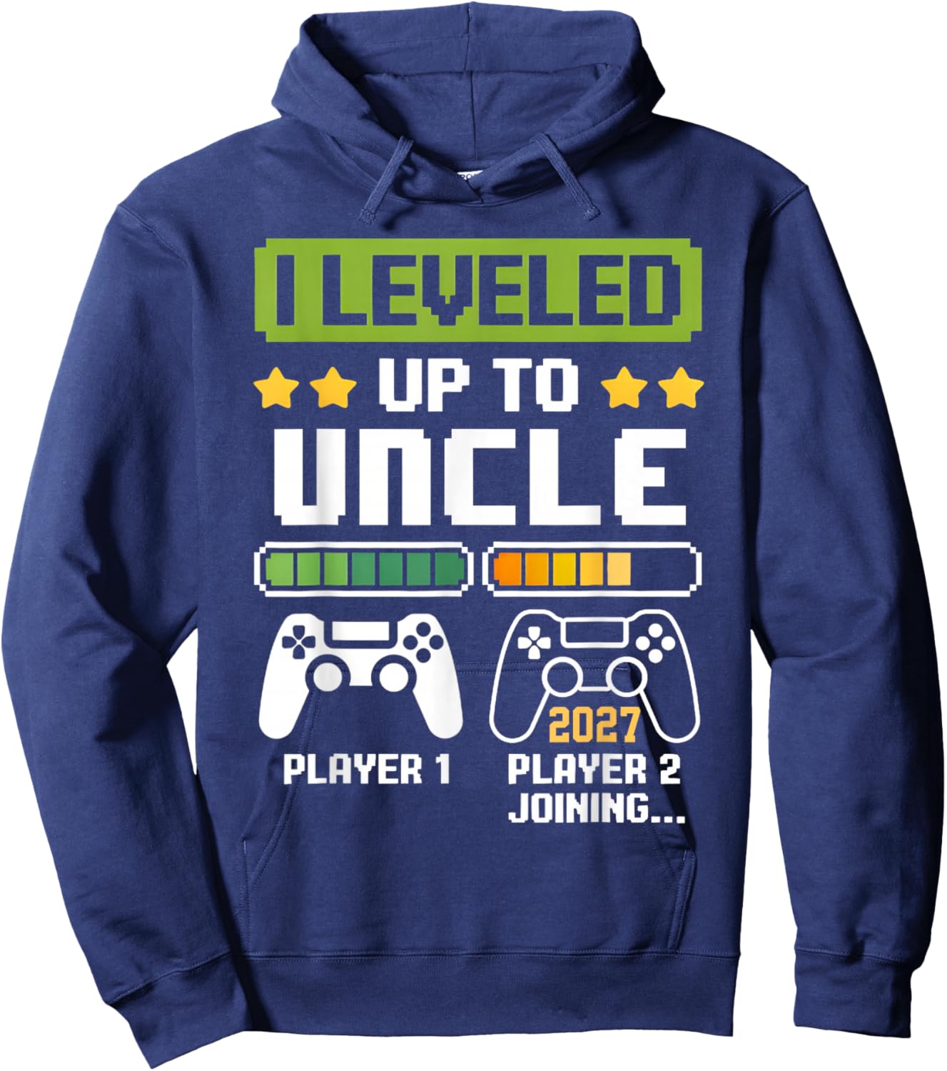 Retro Leveling Up to Uncle 2027 Funny Soon to Be Uncle 2027 Hoodie - Hoodie | Navy