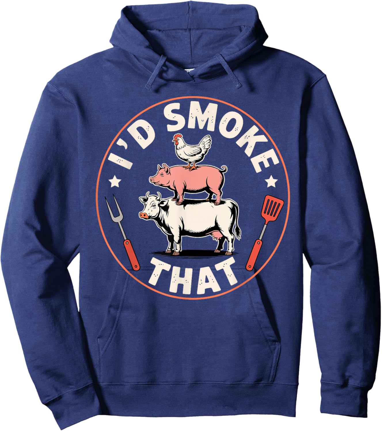 Funny BBQ Art Women Grilling Meat Smoking Barbecue Hoodie - Hoodie | Navy
